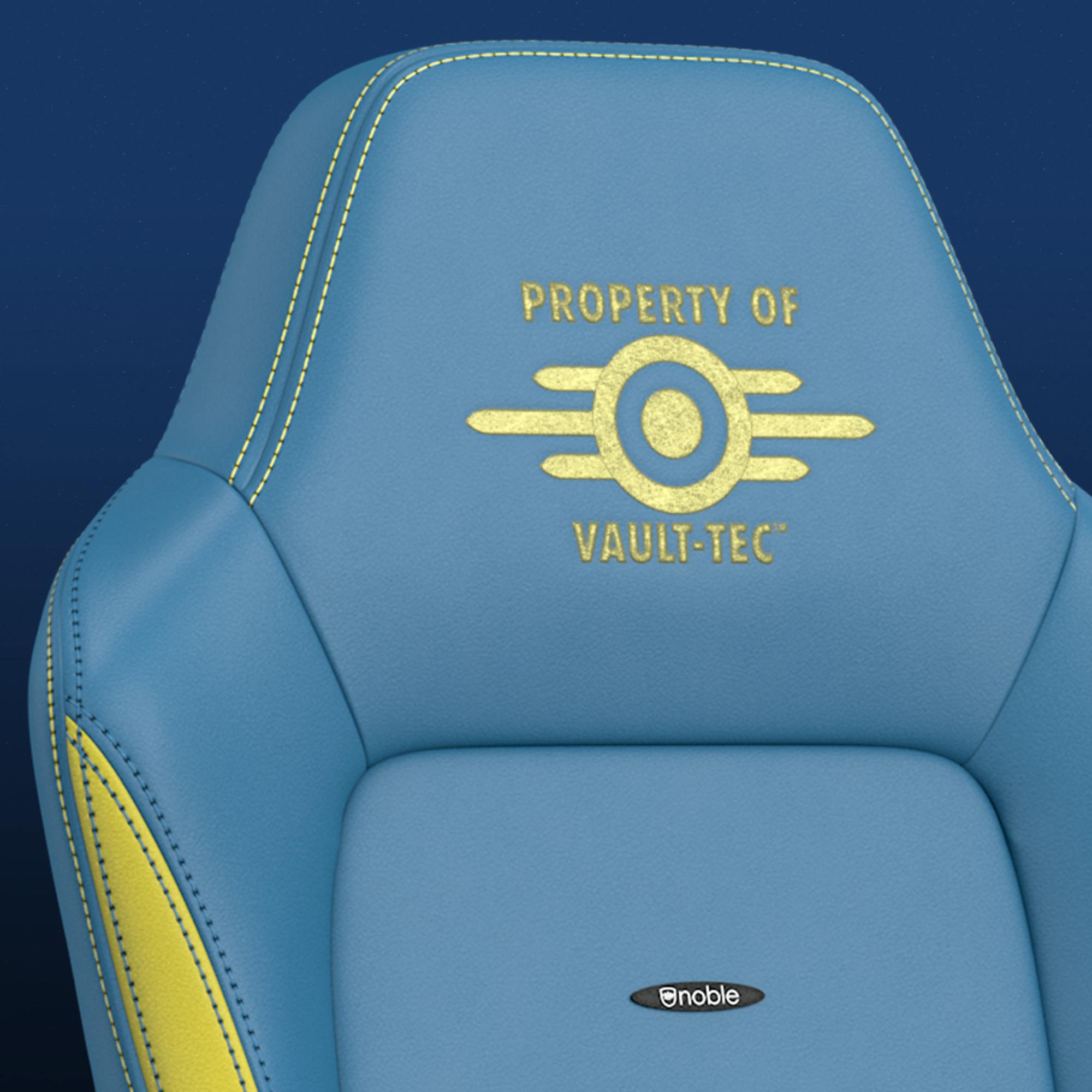 Gaming Chair Vault-Tec Vegan PU Leather Highlighted Details View