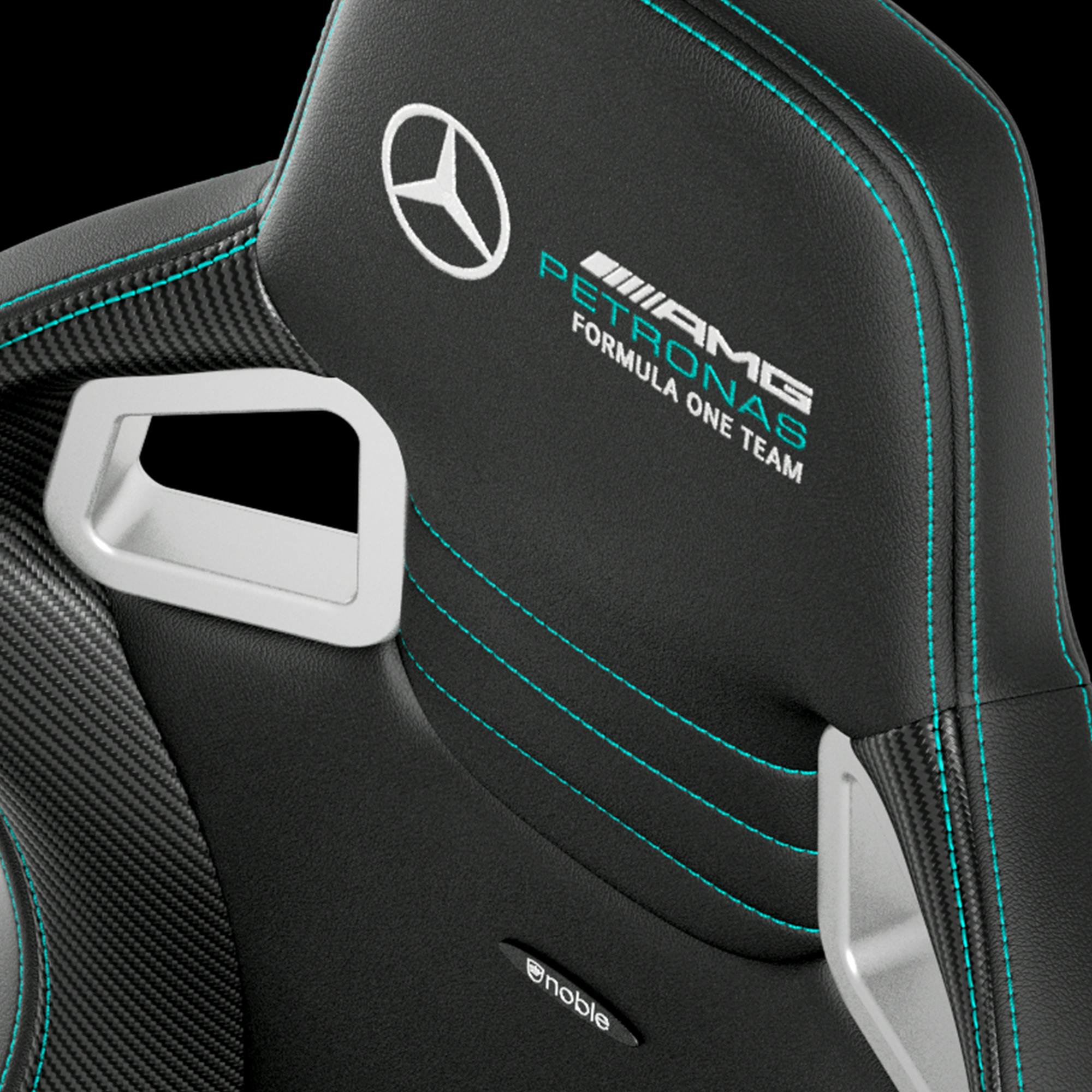 Gaming Chair AMG Mercedes F1 Petronas Vegan PU Leather Highlighted Details View