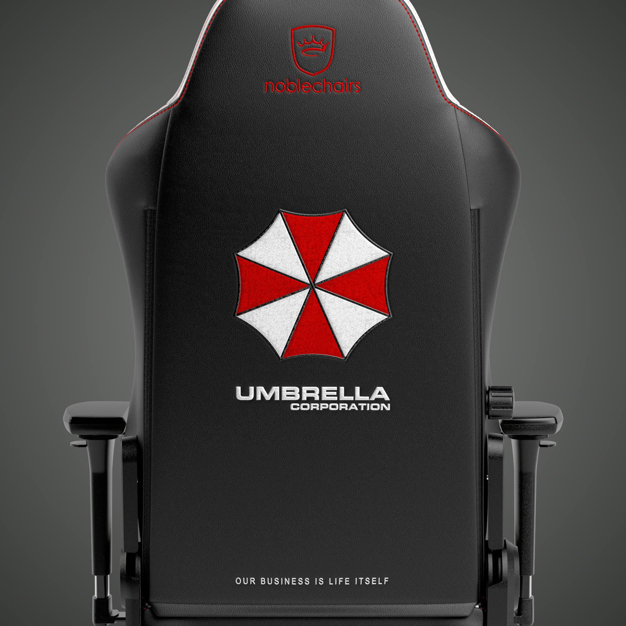 Gaming-Stuhl Resident Evil Umbrella veganes PU-Leder Rückansicht