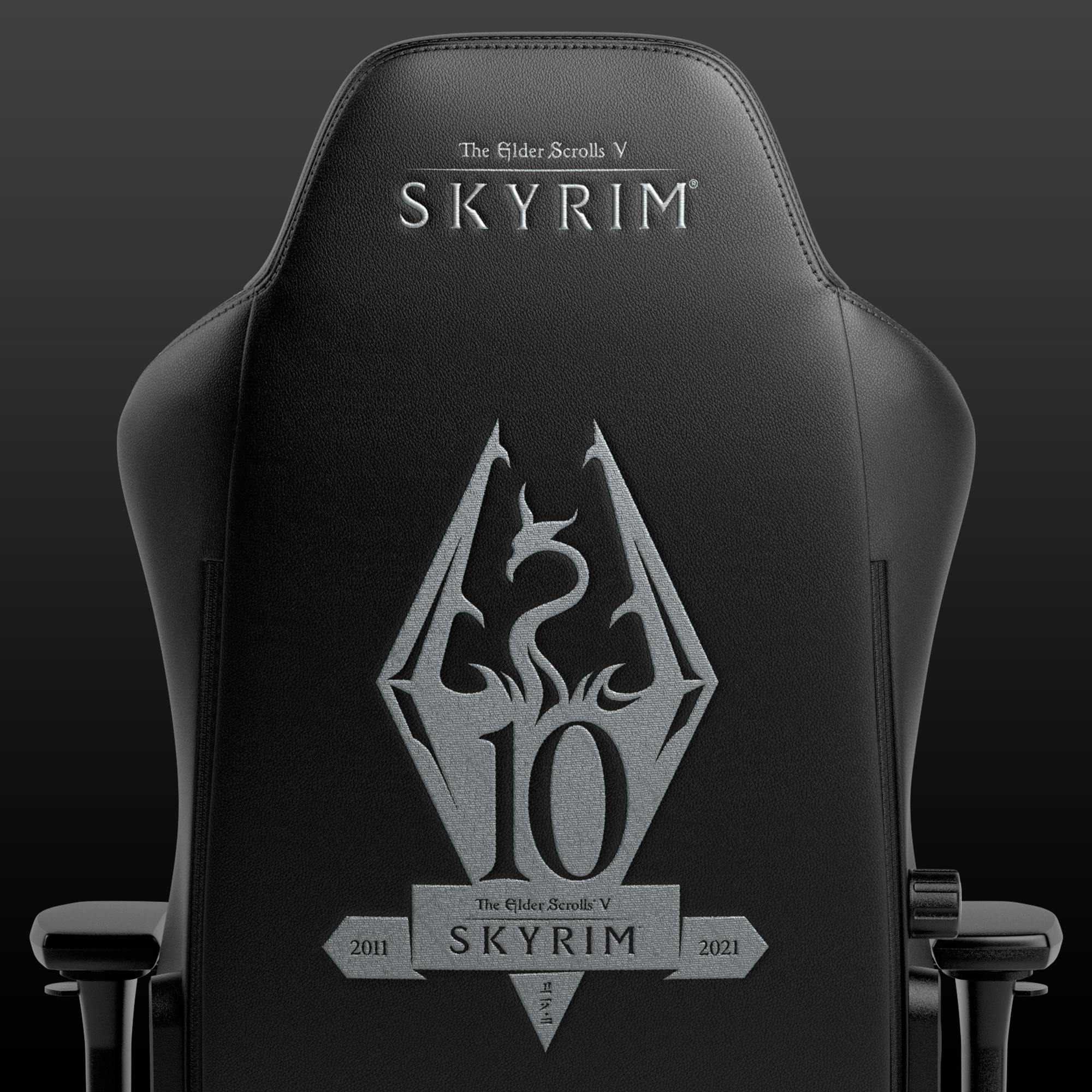 Gaming Chair Skyrim 10th Anniversary Vegan PU Leather Rear View