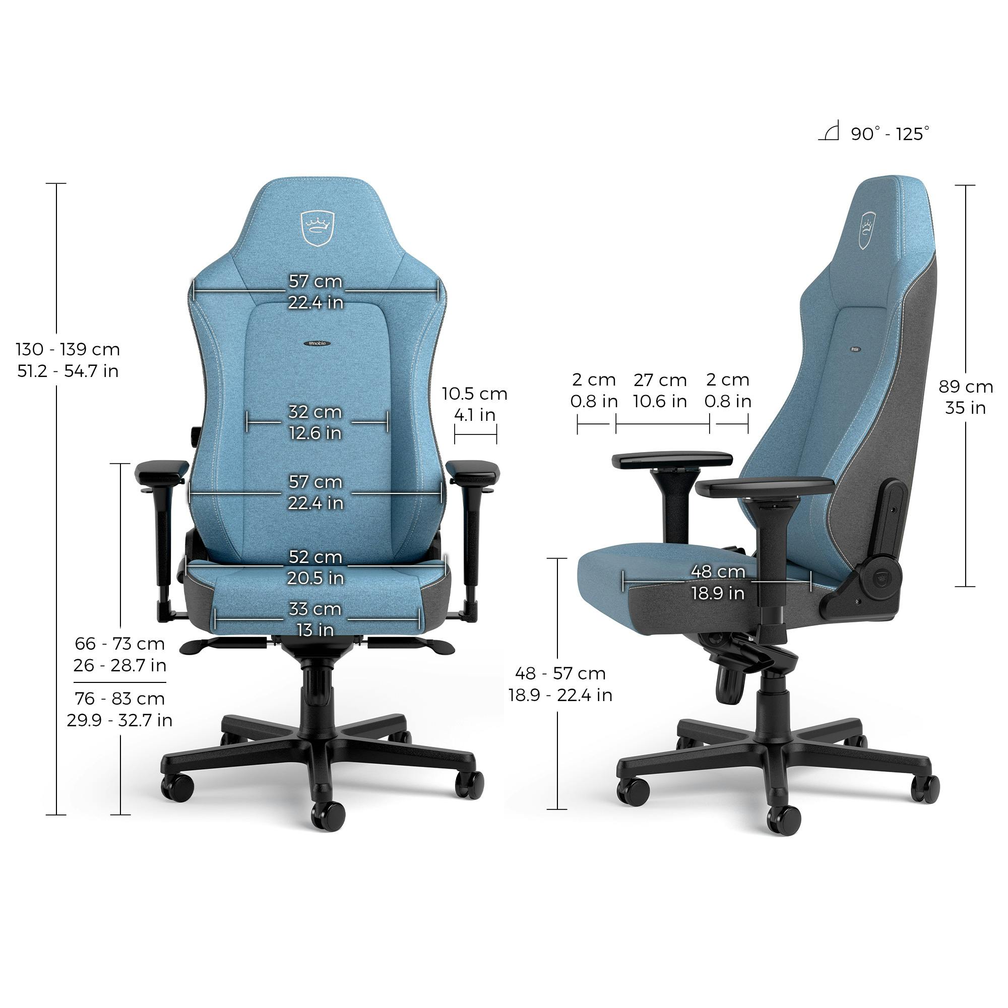dimensions noblechairs HERO TX Two Tone Blue Edition